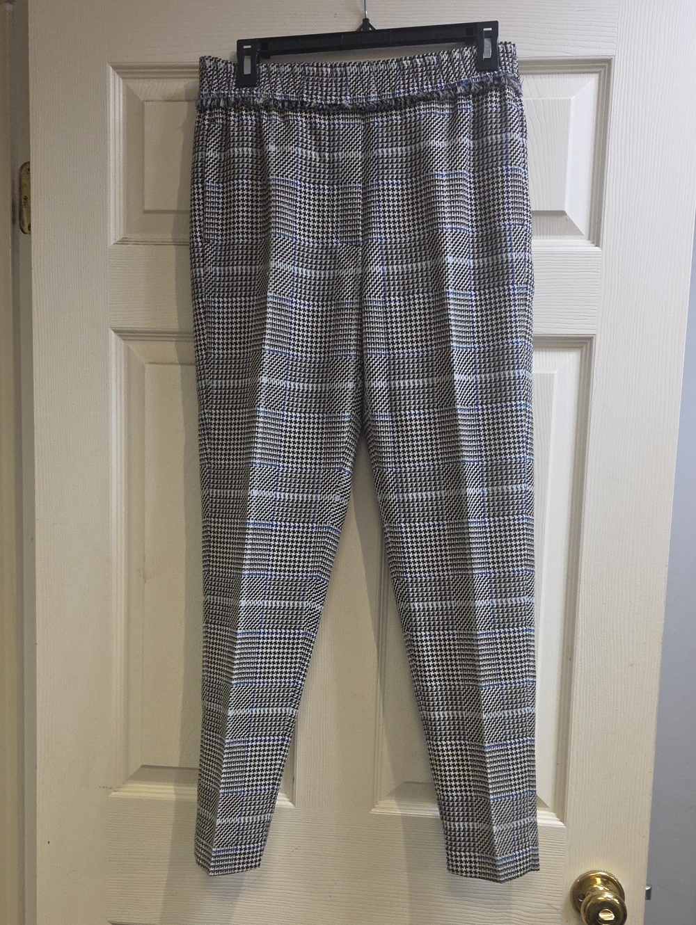 3.1 Phillip Lim Glen Plaid Elastic-Waist Chinos in Black, Blue & White